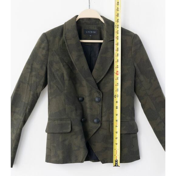 Laveer Kadette Wool Camo Double Breasted Blazer Size 4 - Picture 3 of 5